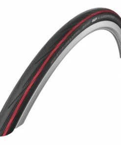 Pneumatiques Pour Cycles 700x25c Schwalbe LUGANO HS 471 Noir à Bande Rouge Tringle Rigide ETRTO 25-622